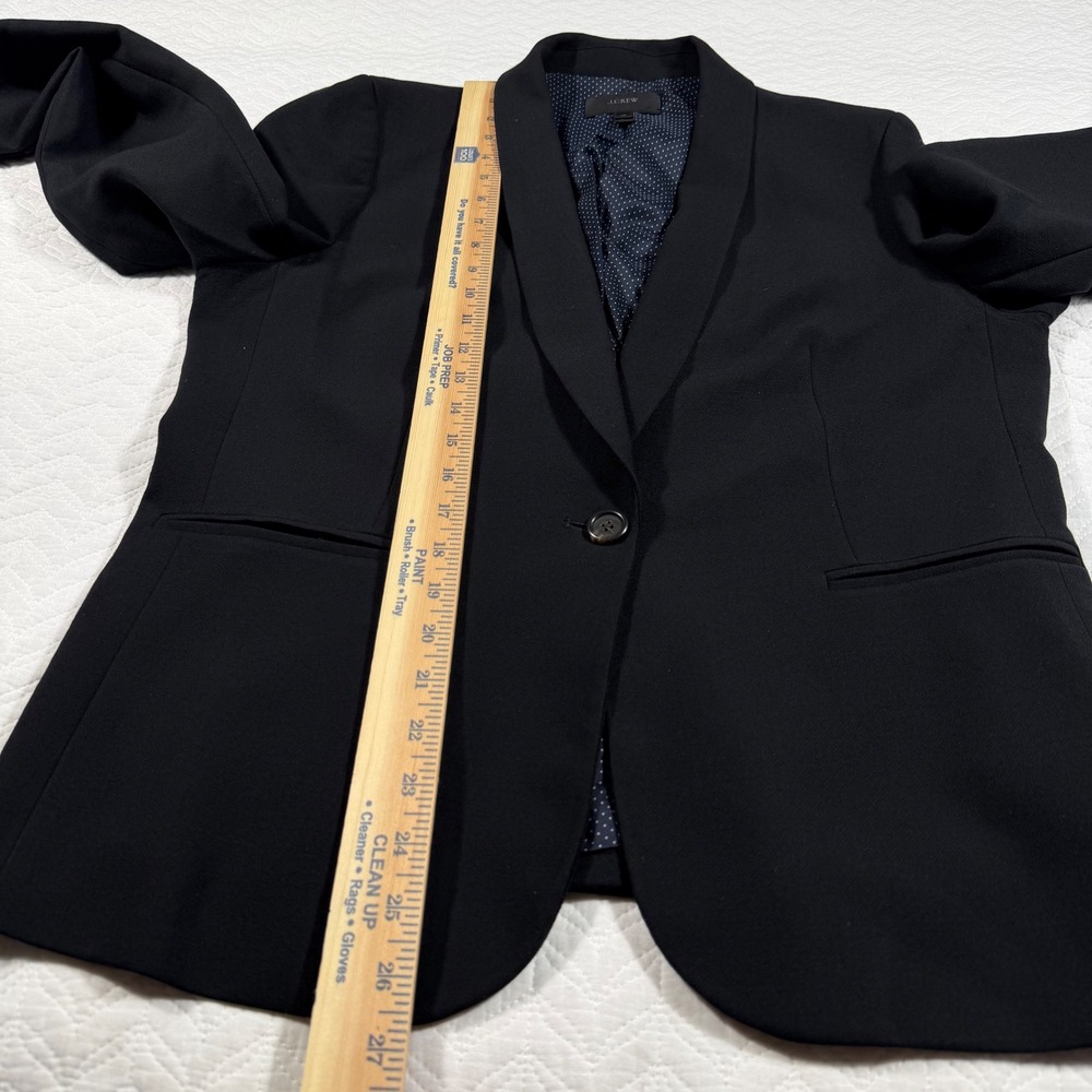 J. Crew Black Blazer Women's Size 14 Shawl Collar Single Button Wool Blend - Picture 9 of 11